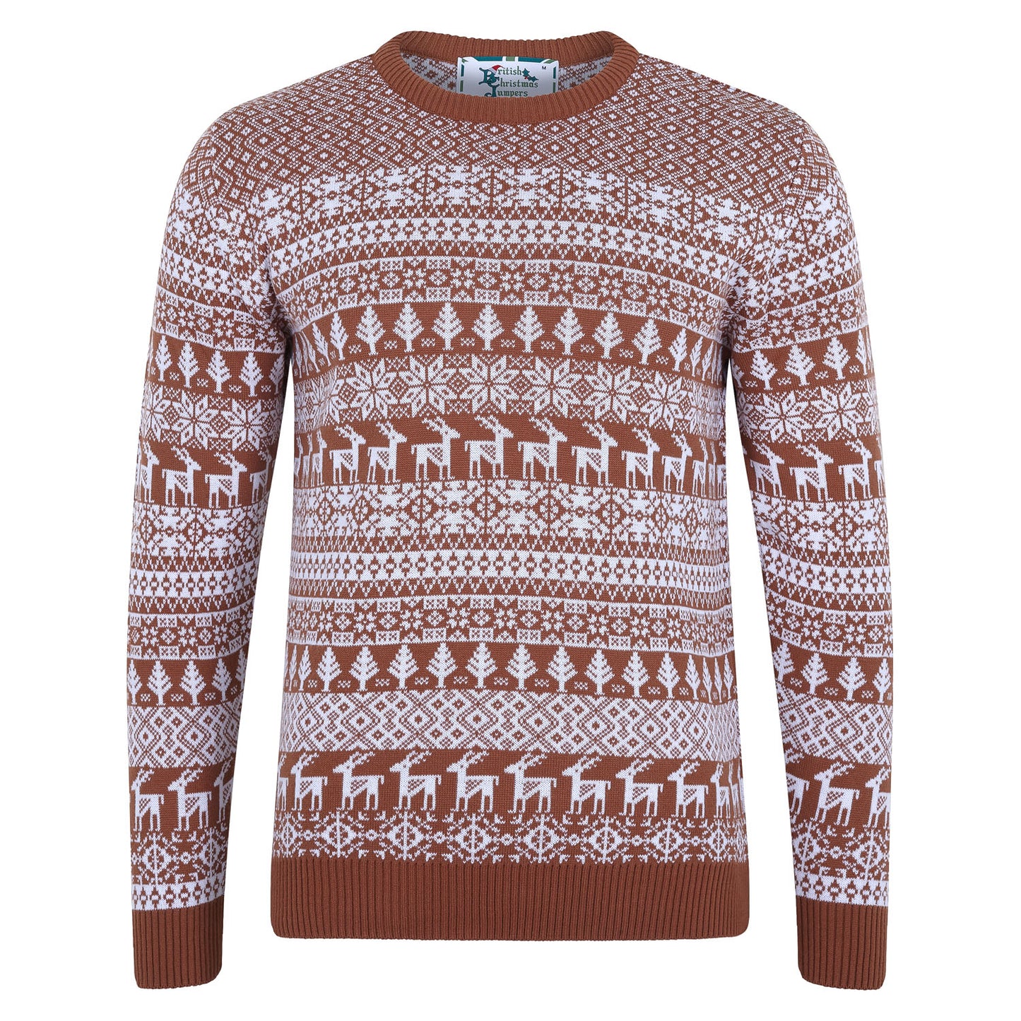 Deer Fairisle Men's Christmas Jumper - Brown