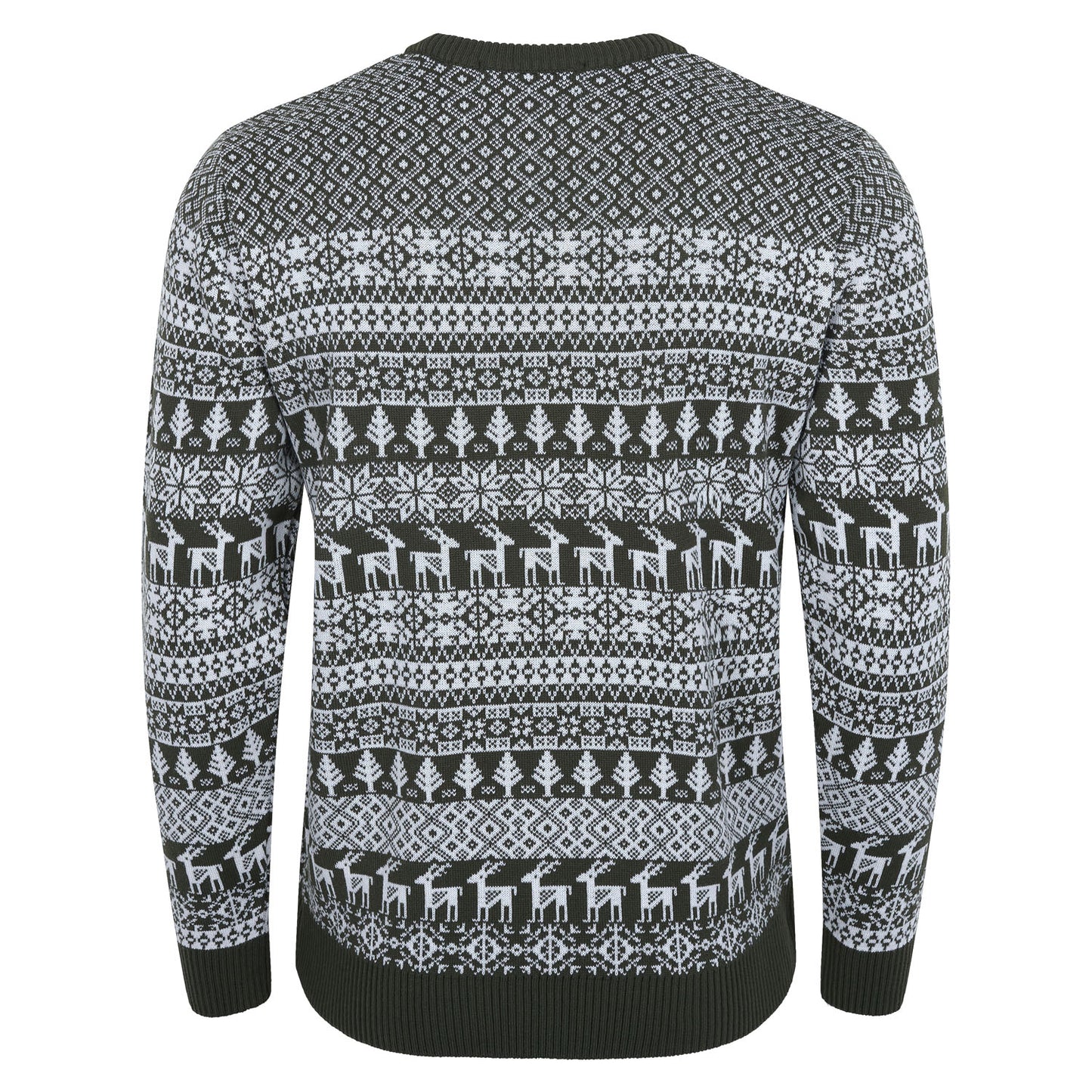 Deer Fairisle Men's Christmas Jumper - Olive