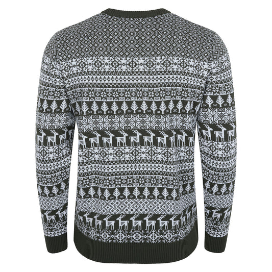 Deer Fairisle Men's Christmas Jumper - Olive