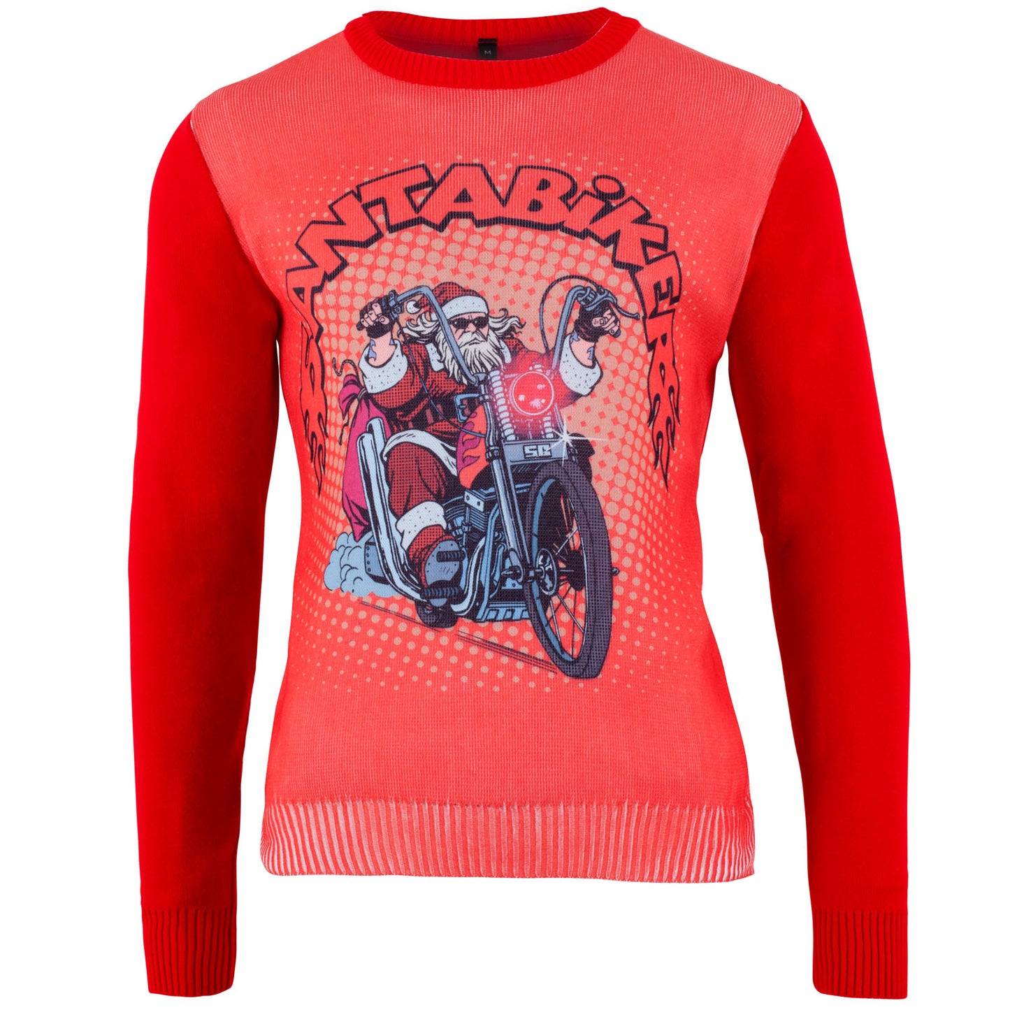 Santa Biker Printed Knitted Men's Christmas Jumper