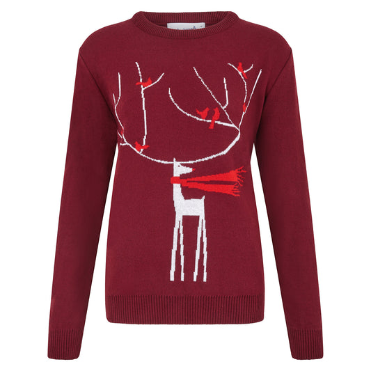 Santa's Seconds A Windy Day Womens Eco Christmas Jumper - Maroon