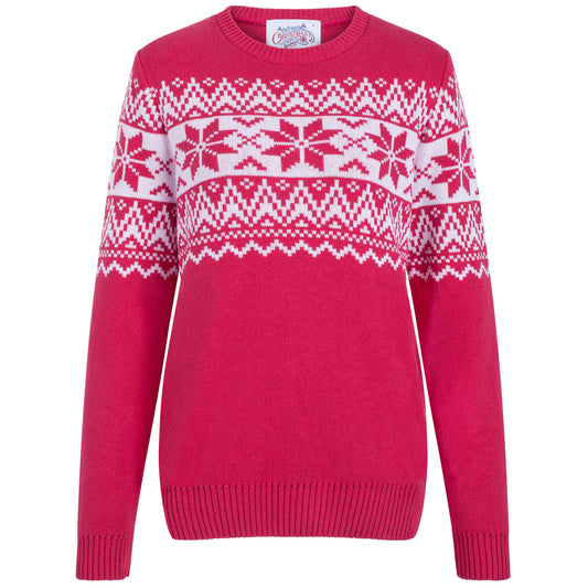 The Nordic Fairisle Women's Eco Christmas Jumper - Hot Pink